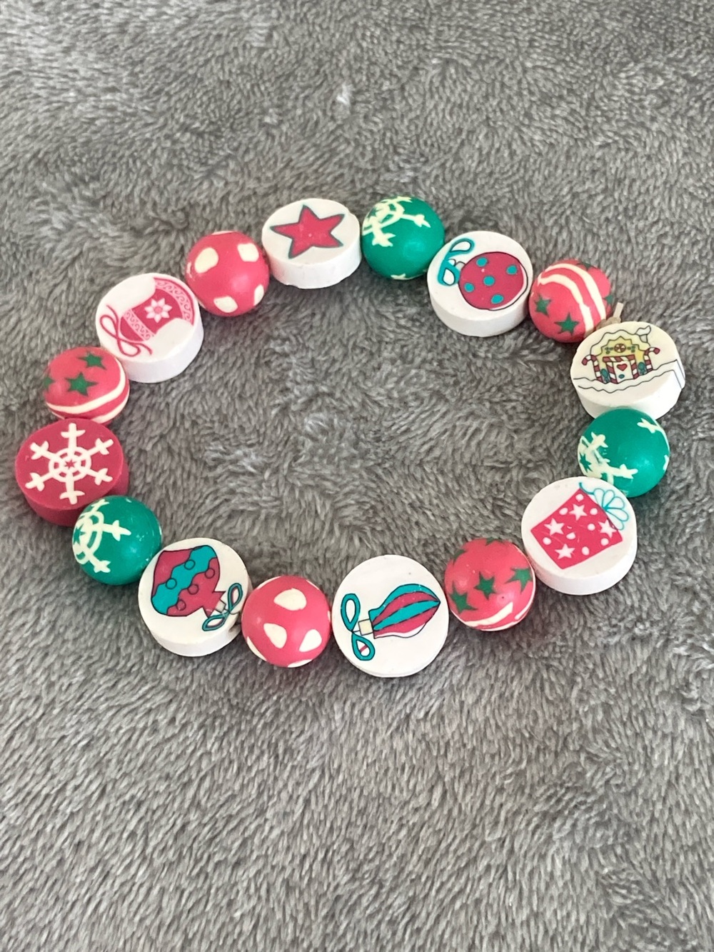 Christmas clay bead bracelet
